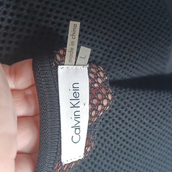 Calvin Klein meshed long sleeved textured bodycon black dress NWT, nude lining - Picture 8 of 8